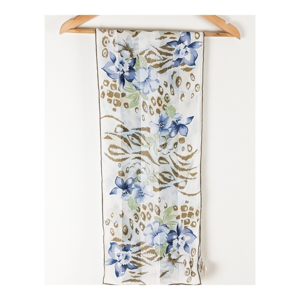 Vintage Vera Neumann 100% Silk Floral Watercolor Scarf OS